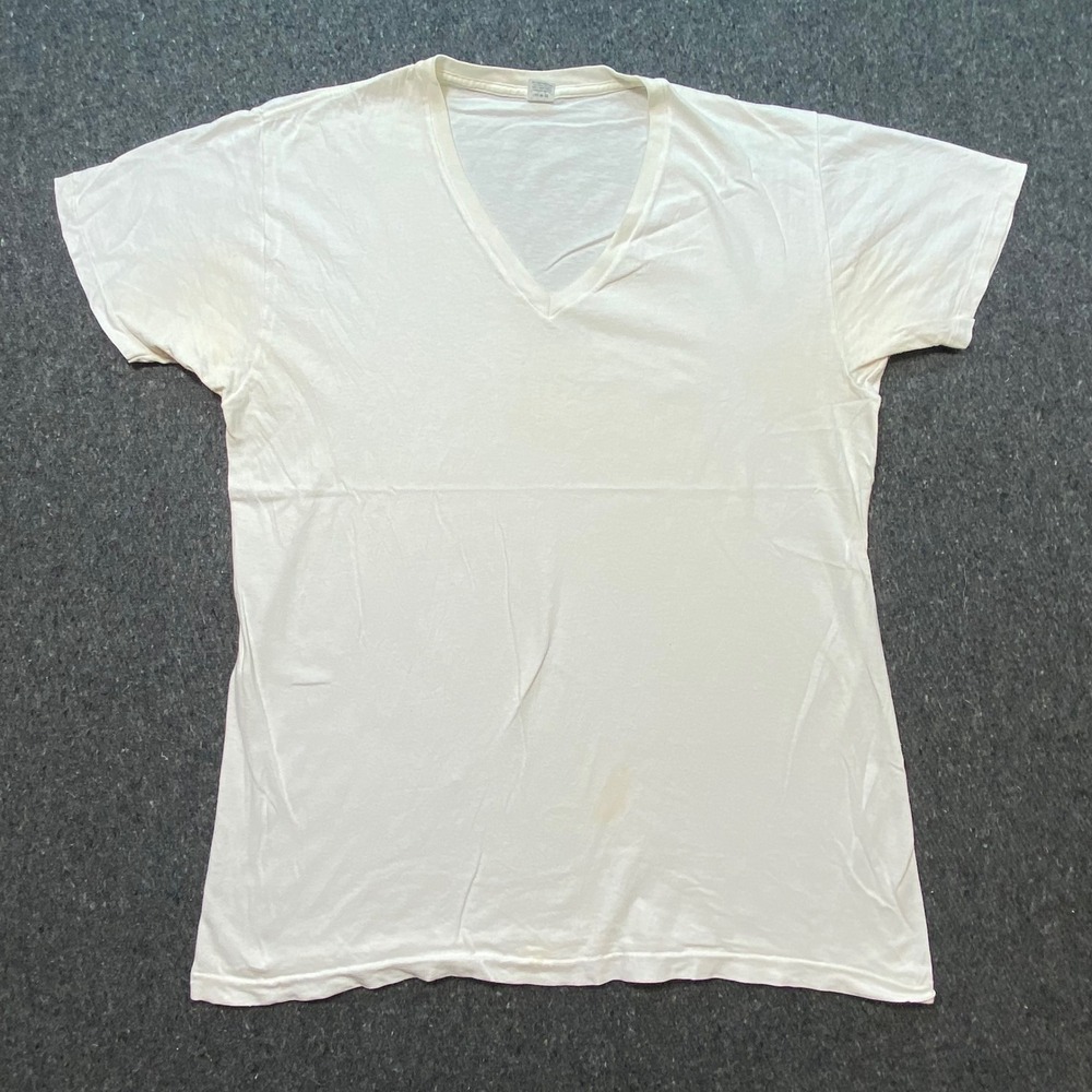 Jockey Shirt XL/46-48 Mens White V-Neck Tall Man 100% Combed Cotton Made in USA